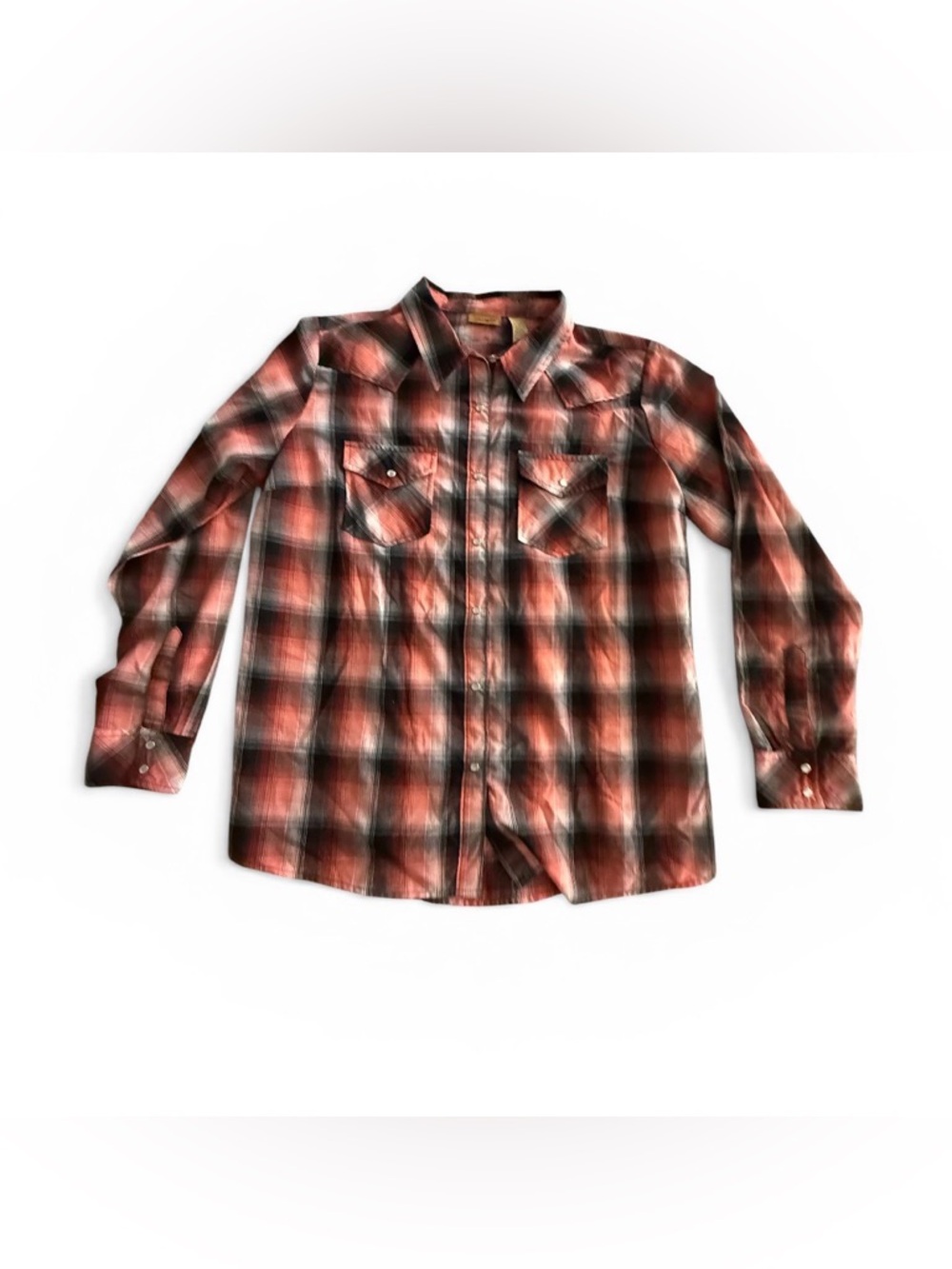 Wrangler Red and Black Plaid Button-Down Shirt